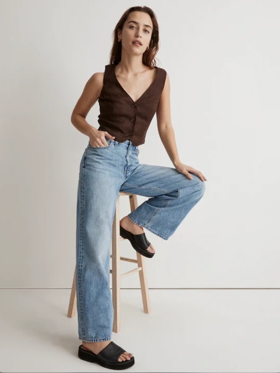 NWT Madewell 100% Linen Katrina Crop Vest Top